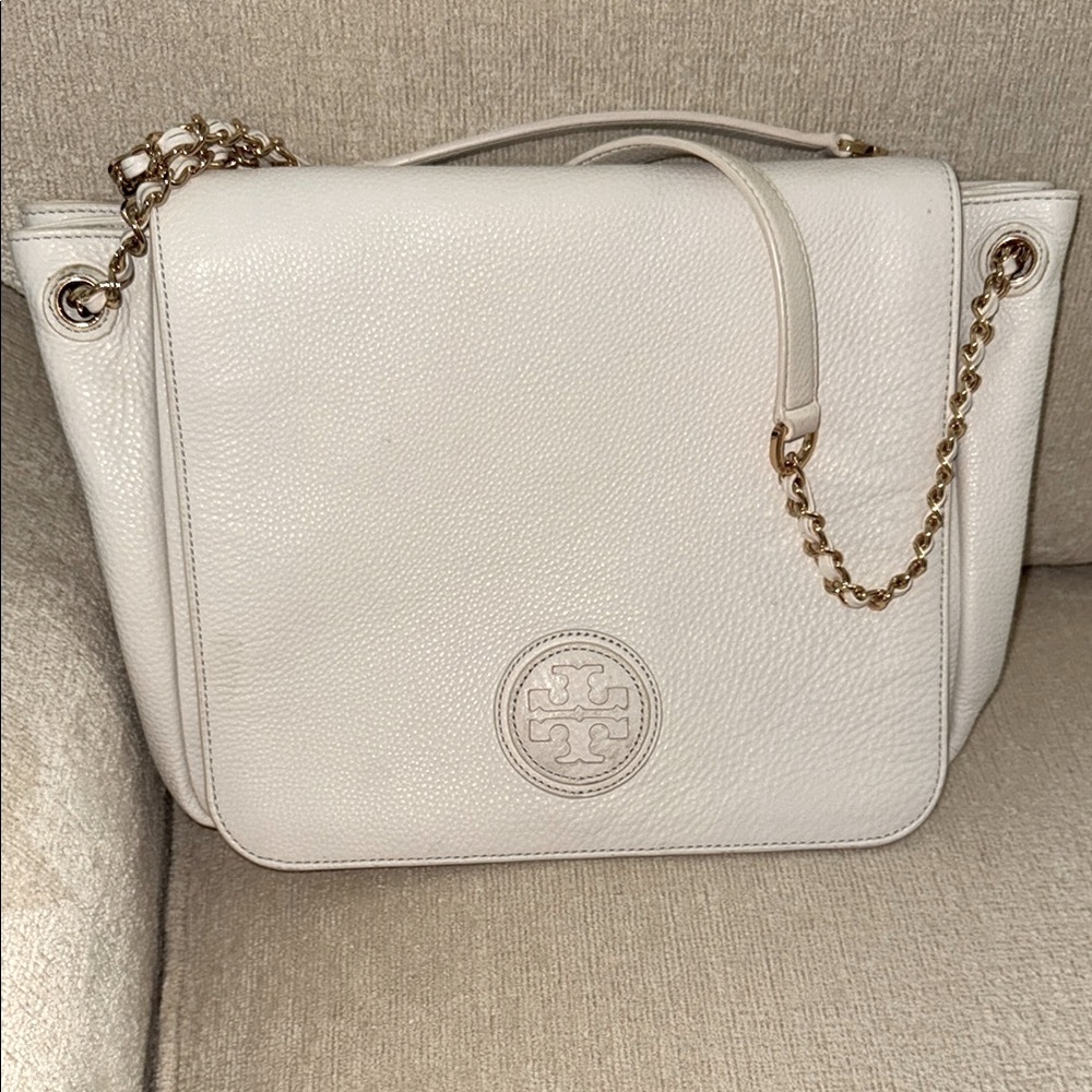 Tory Burch White Marion Shoulder Bag